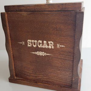 Vintage Wooden Square Sugar Canister